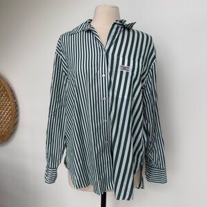 Lacoste x Bandier Cotton Striped Button Down Shirt